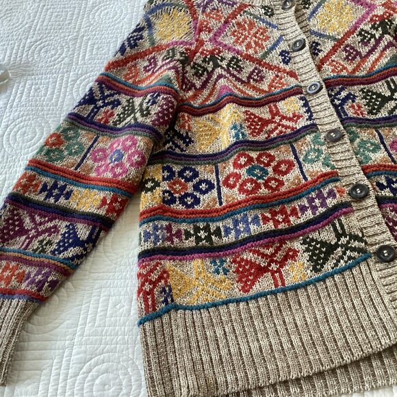 Peruvian Connection Womens Knit Cardigan Sweater Size L Pima Cotton Alpaca - Picture 13 of 15